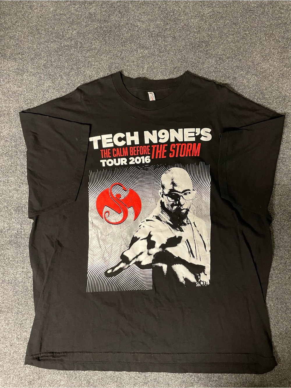 Alstyle Black Tech N9NE Tour Graphic Tee with Red Accents